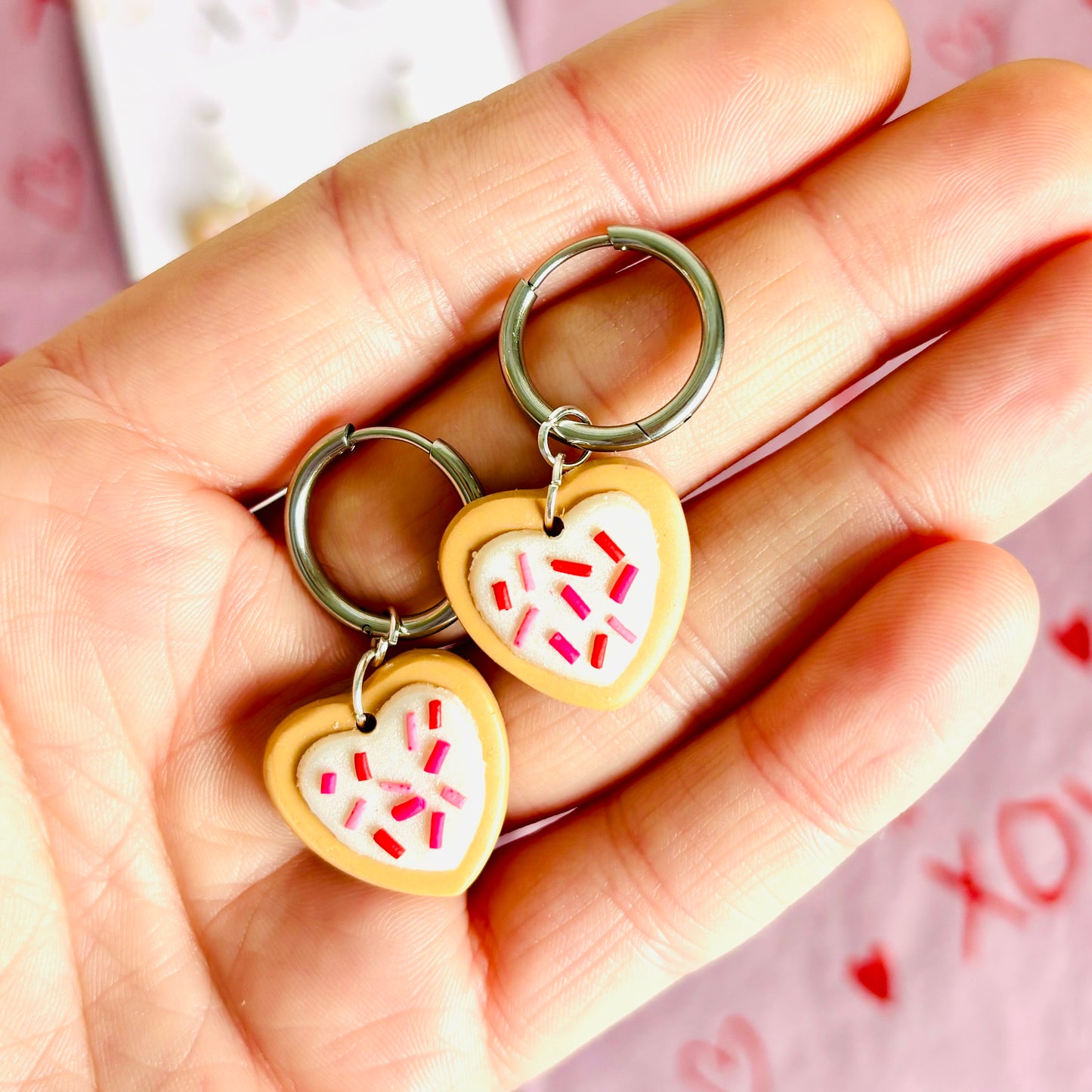Iced Biscuit Heart Dangles