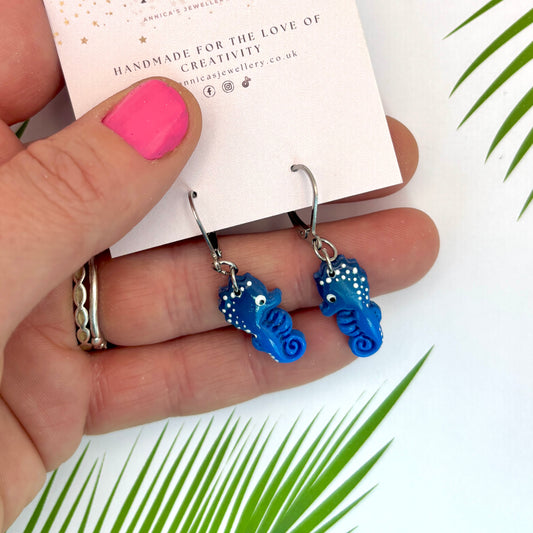 Azure Blue Ombre Seahorse