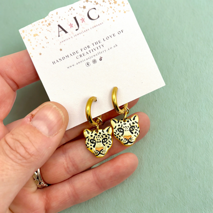 Gold Leopard Head Dangles