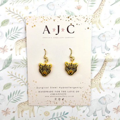 Gold Leopard Head Dangles