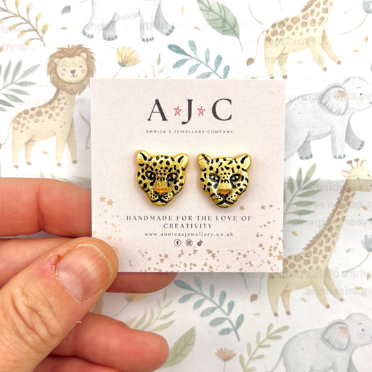 Gold Leopard Studs