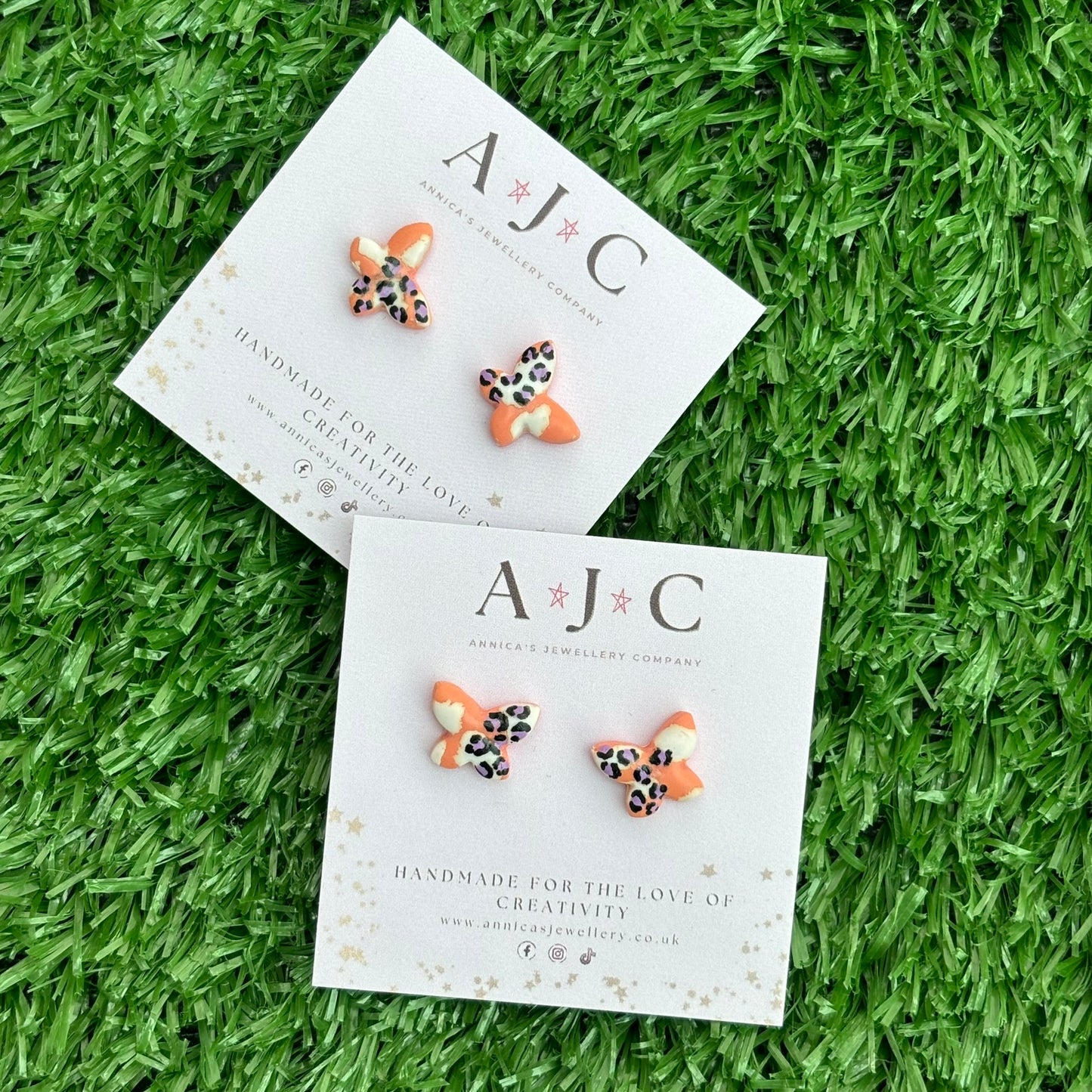 Peach and White Butterflies with Lilac Leopard Print