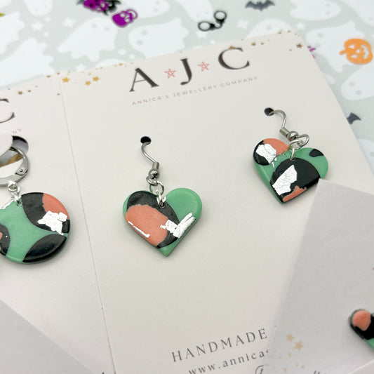 Small Jade, Black, Pink and Silver Hearts