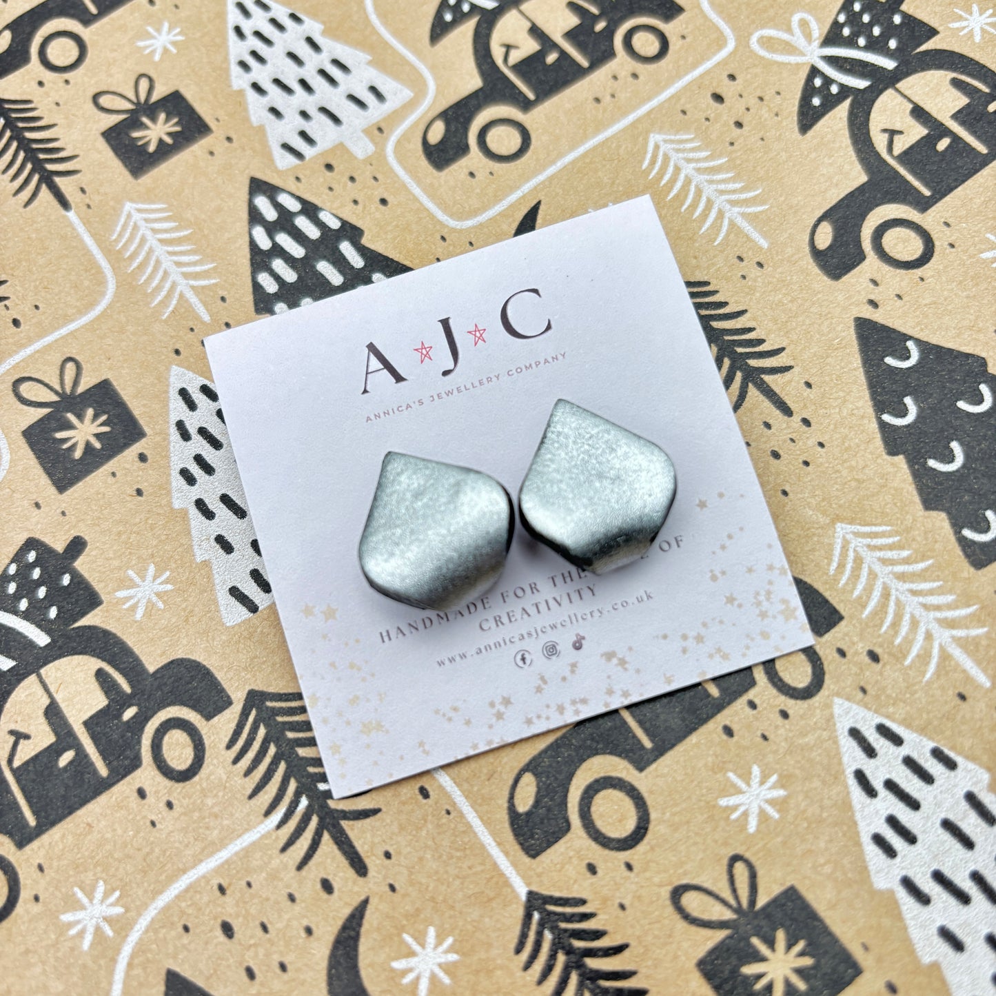 Simple Metallic Silver Drop Studs