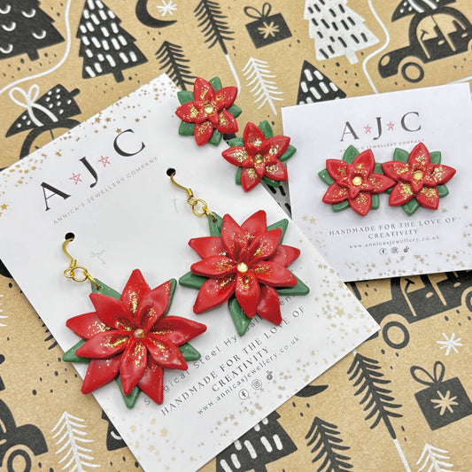 Statement Poinsettia Dangles