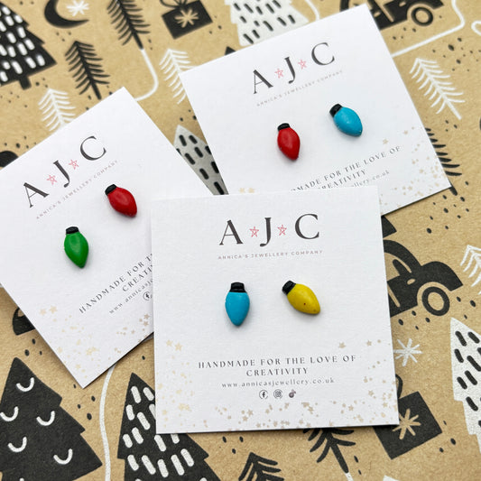 Mini Mismatched Christmas Fairy Light Studs