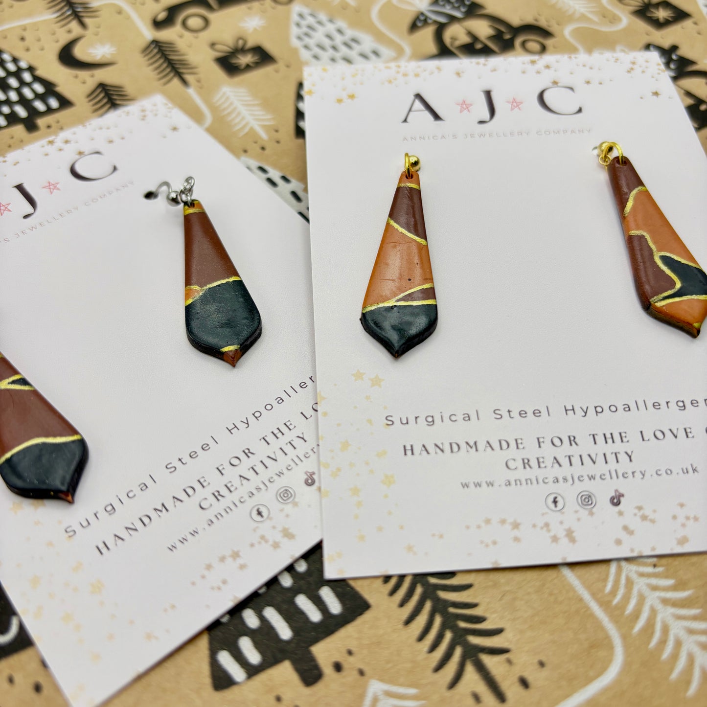 Caramel Chocolate and Black Marble Dangles