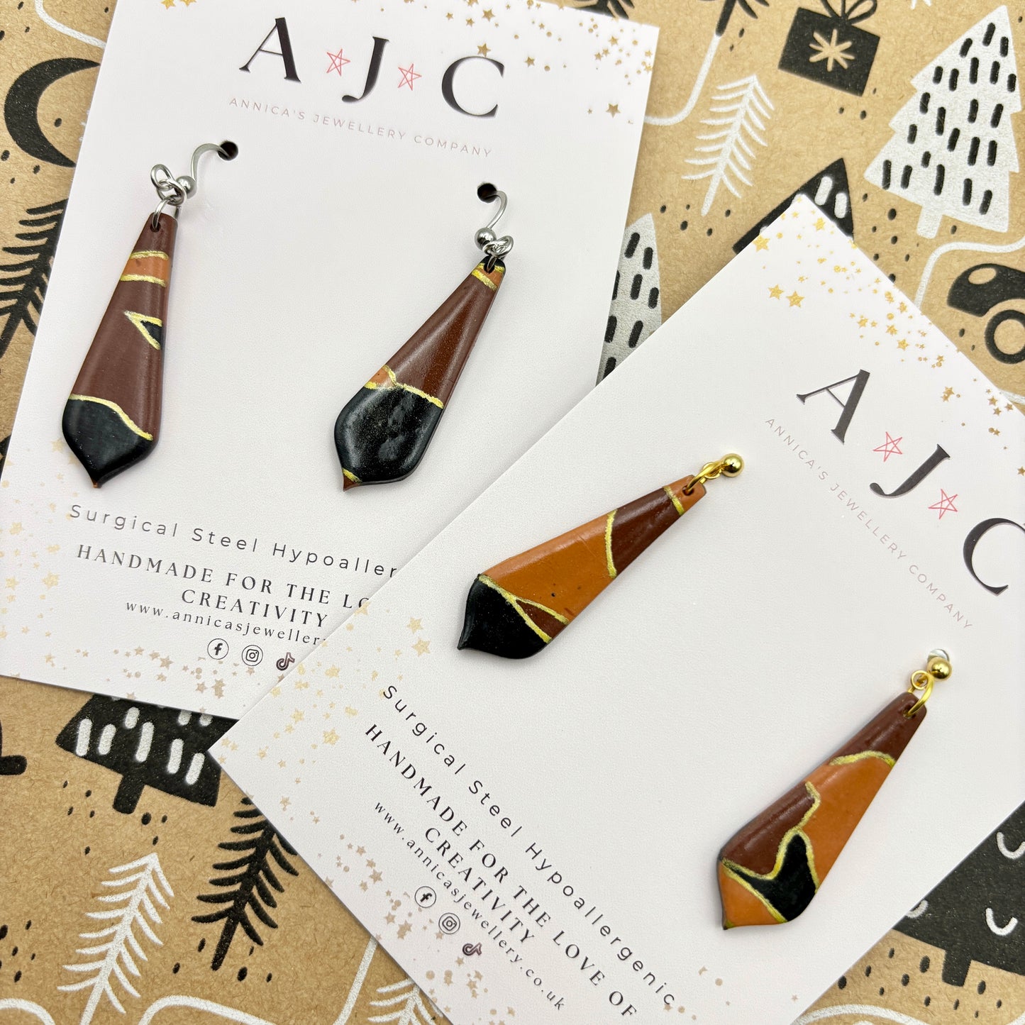 Caramel Chocolate and Black Marble Dangles