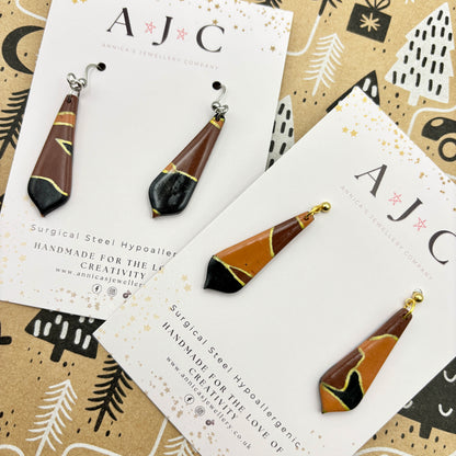 Caramel Chocolate and Black Marble Dangles
