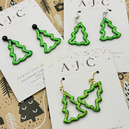 Sparkly Green Glitter Cut Out Christmas Tree