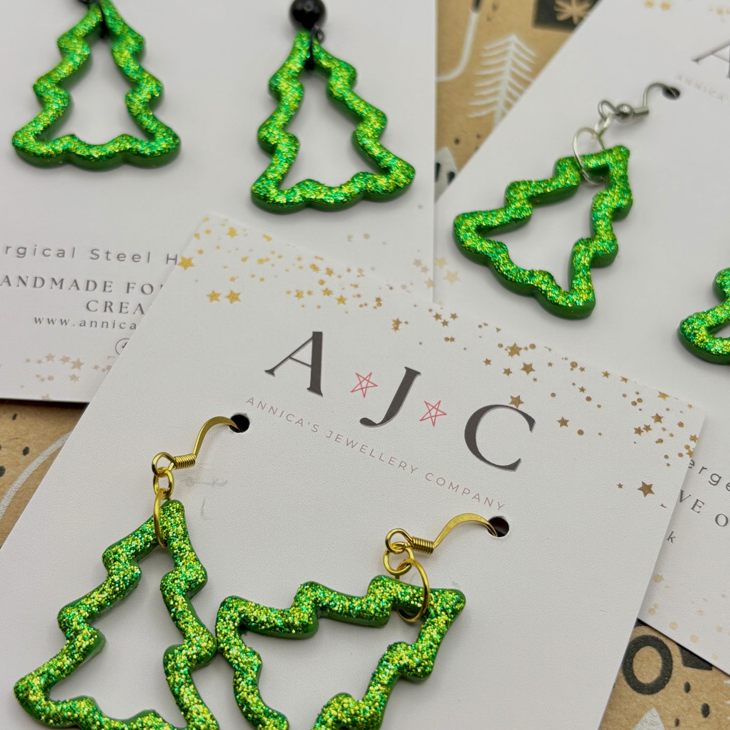 Sparkly Green Glitter Cut Out Christmas Tree