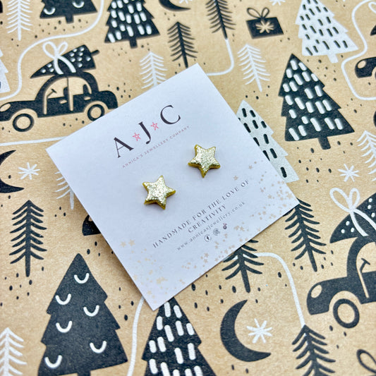 Mini Gold Glitter Stars