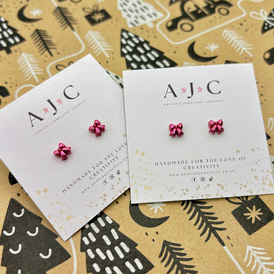 Micro Pink Foil Bows