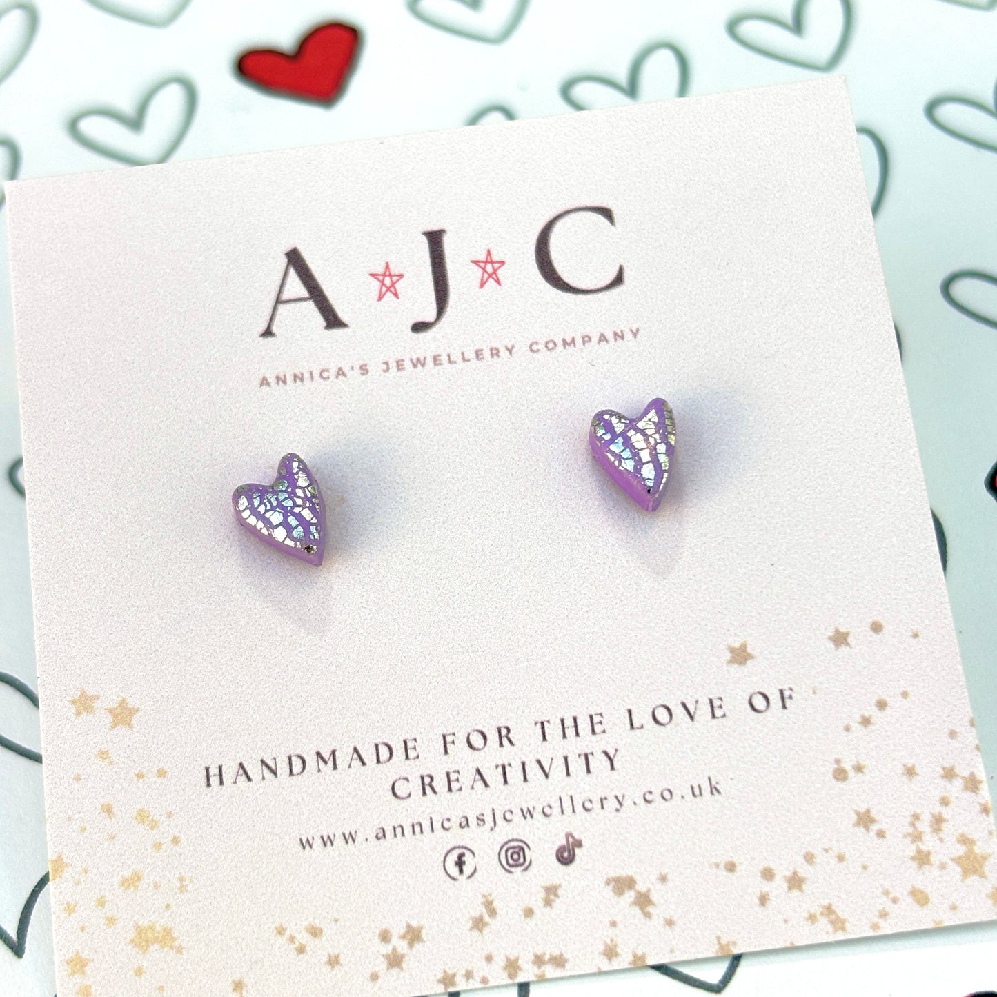 Purple and Silver Organic Micro Hearts