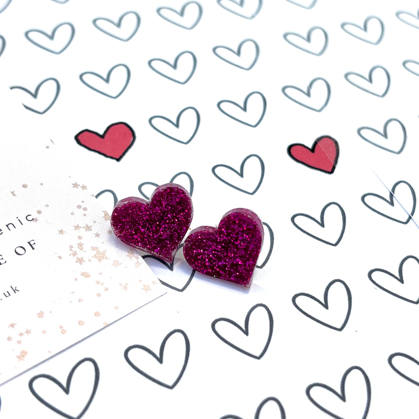 Cerise Pink Glitter Resin Heart