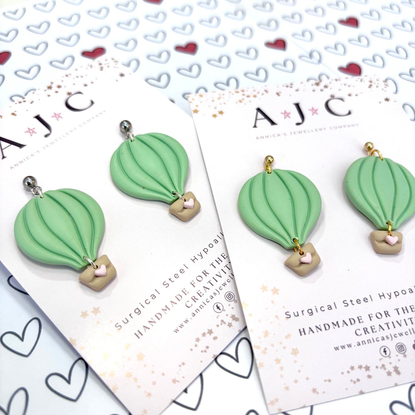 Pastel Green and Sahara Heart Hot Air Balloon