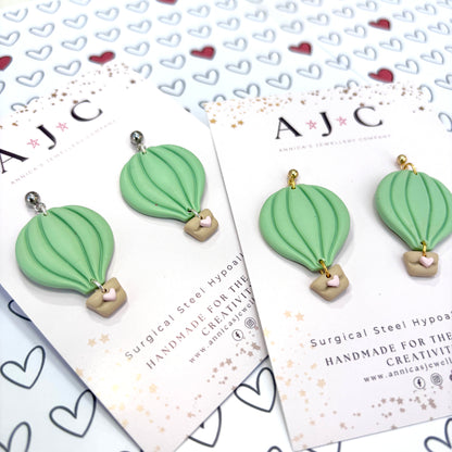 Pastel Green and Sahara Heart Hot Air Balloon