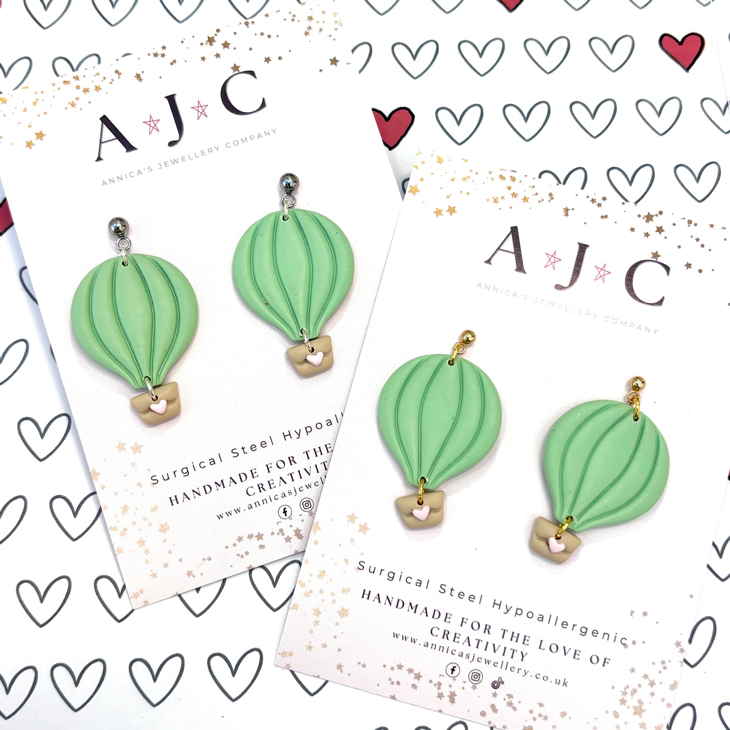 Pastel Green and Sahara Heart Hot Air Balloon