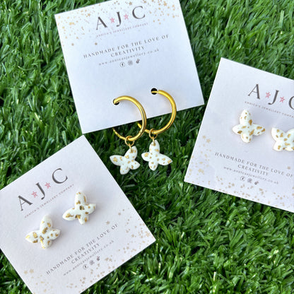 White and Gold Speckled Butterflies