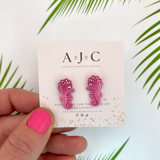 Raspberry Pink Ombre Seahorse