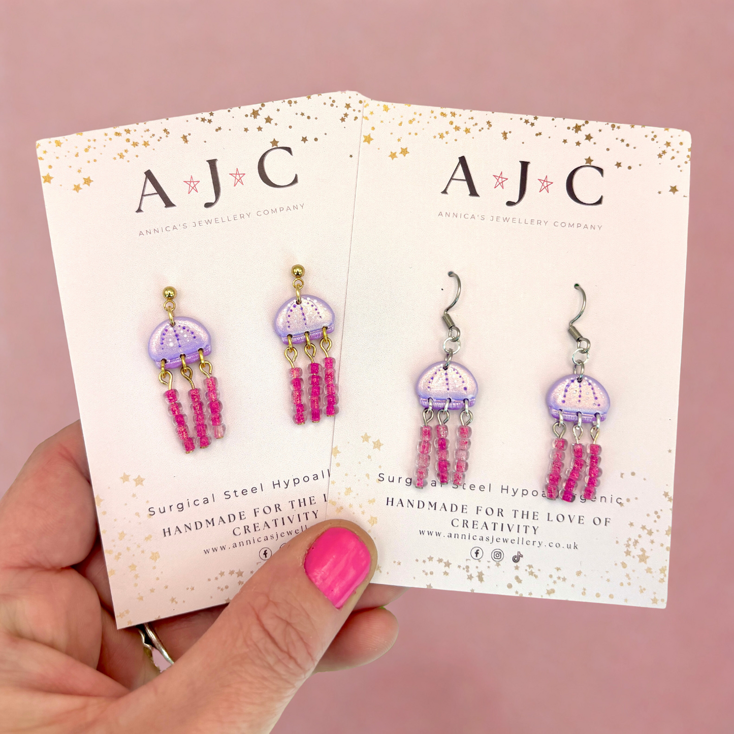 Purple Iridescent and Pink Beaded Jellyfish