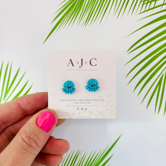 Small Turquoise Cartoon Octopus