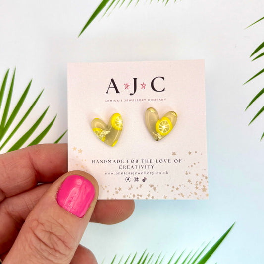 Translucent Heart with Gold Fleck and Lemon Slice