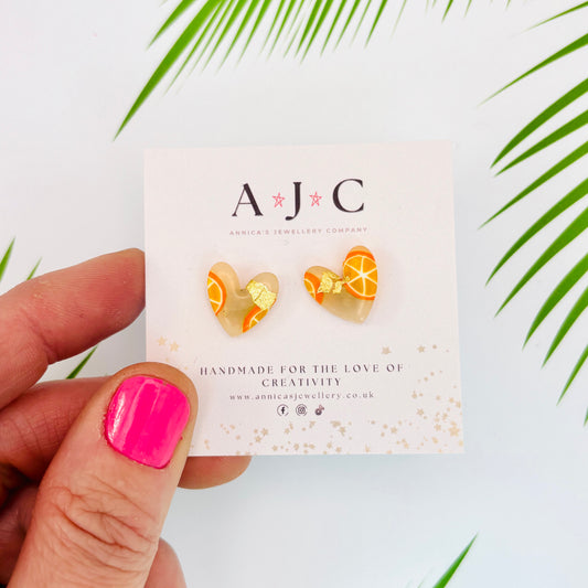 Translucent Heart with Gold Fleck and Orange Slice