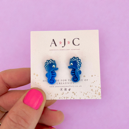 Azure Blue Ombre Seahorse