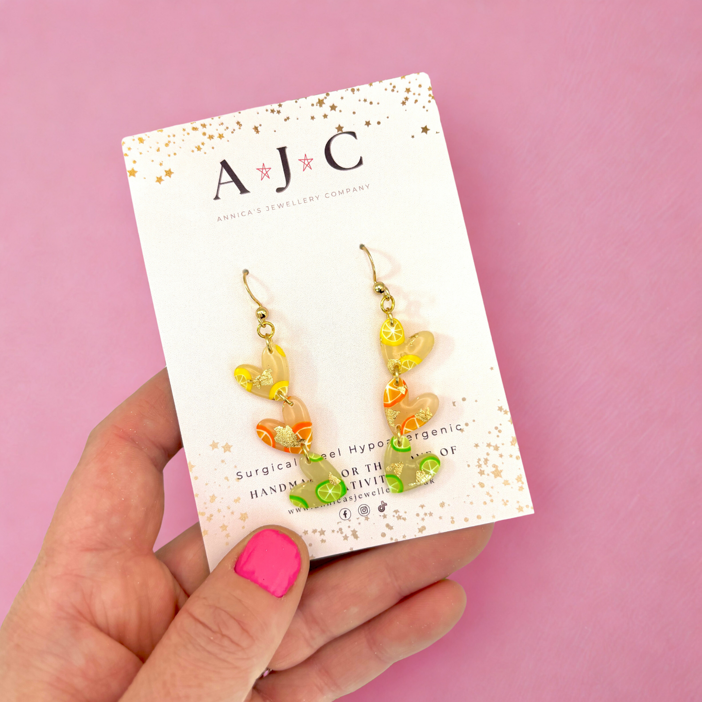Translucent Citrus Heart Dangle
