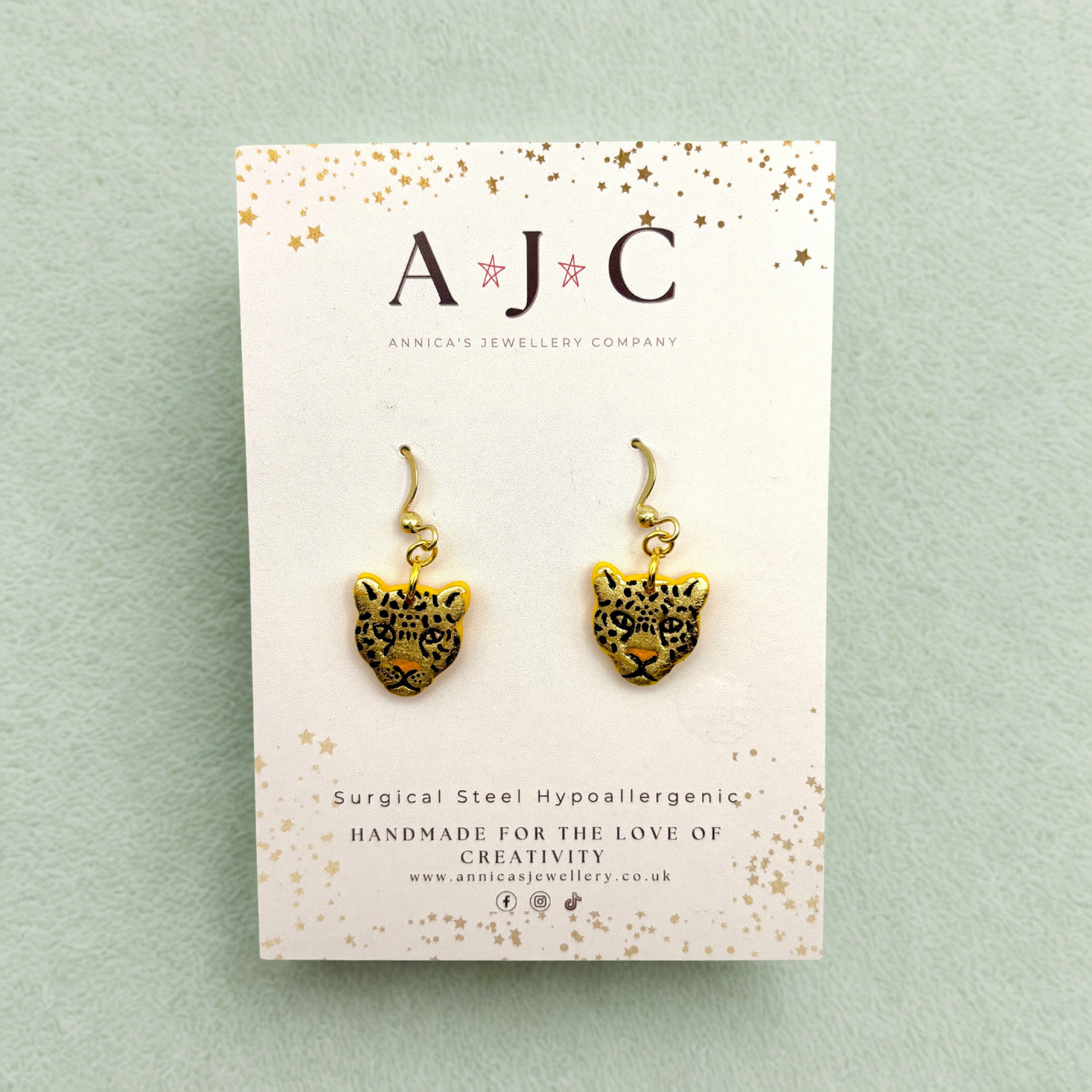 Gold Leopard Head Dangles