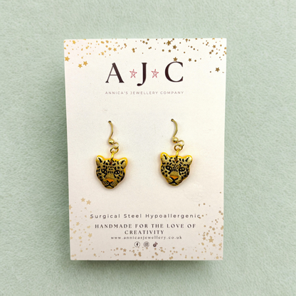 Gold Leopard Head Dangles