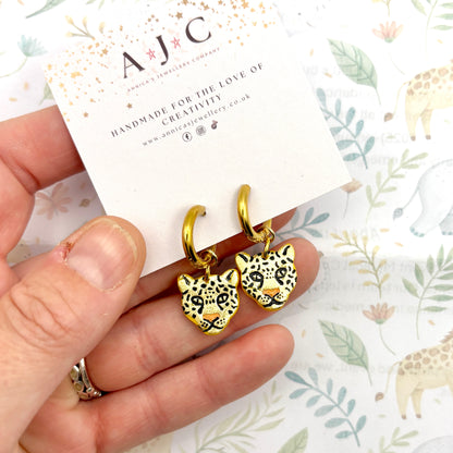 Gold Leopard Head Dangles