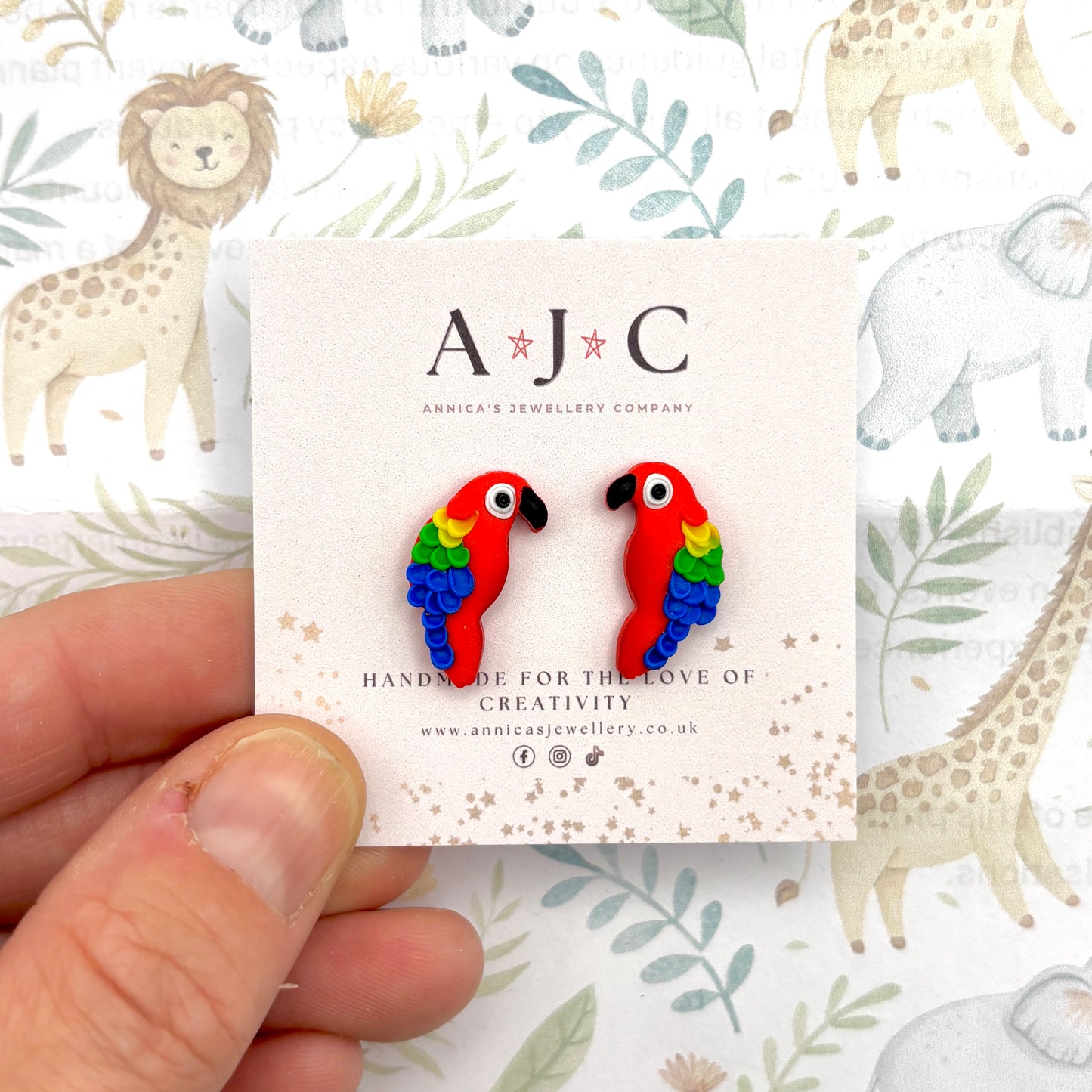 Red Parrot Studs