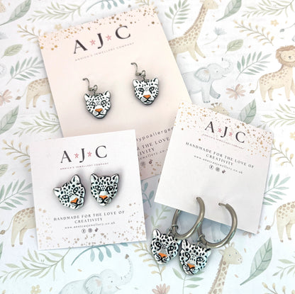 Silver Leopard Head Dangles