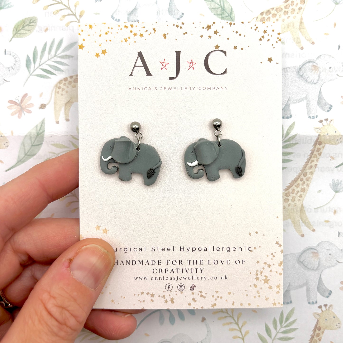 Grey Elephant Dangles