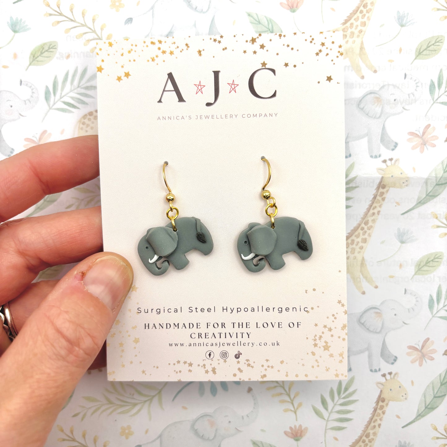 Grey Elephant Dangles