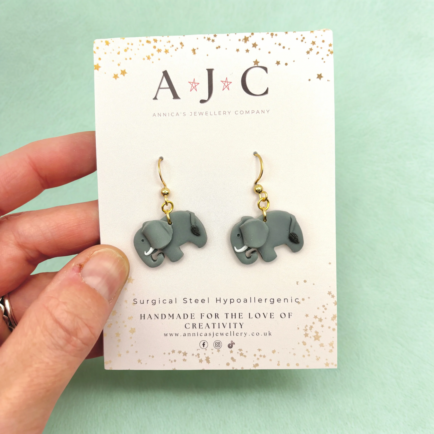 Grey Elephant Dangles