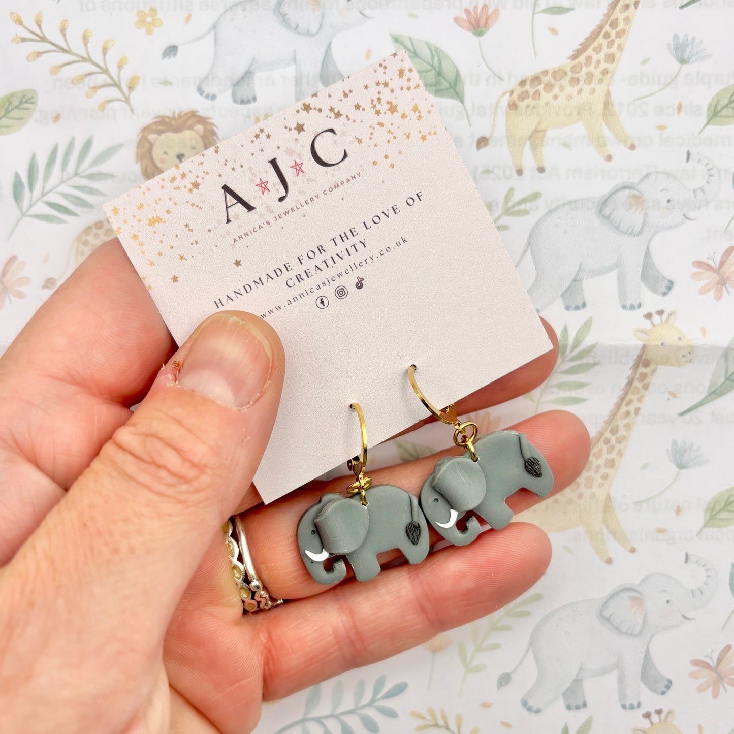 Grey Elephant Dangles