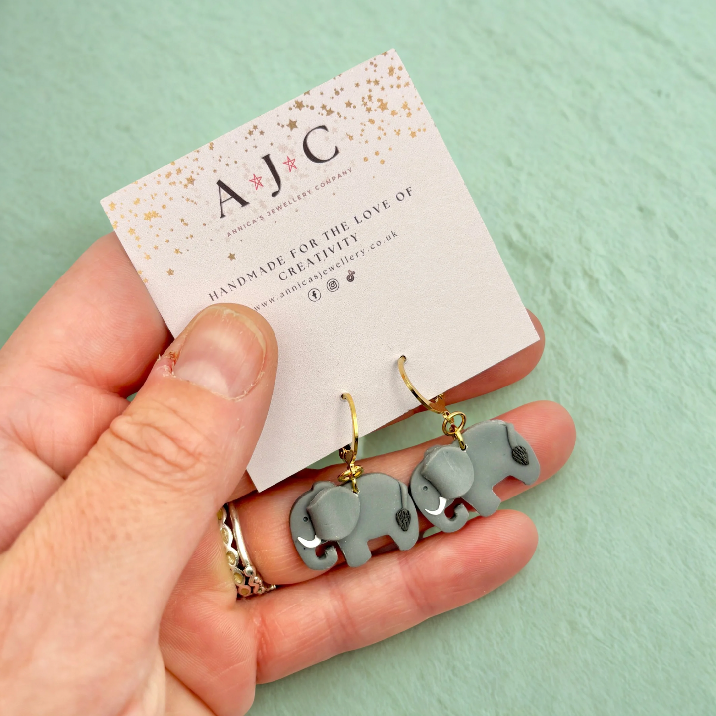 Grey Elephant Dangles