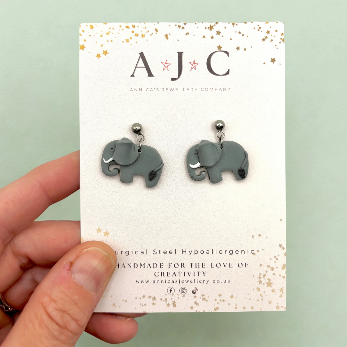 Grey Elephant Dangles