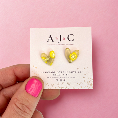 Translucent Heart with Gold Fleck and Lemon Slice