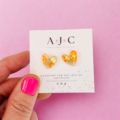 Translucent Heart with Gold Fleck and Orange Slice