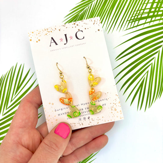 Translucent Citrus Heart Dangle